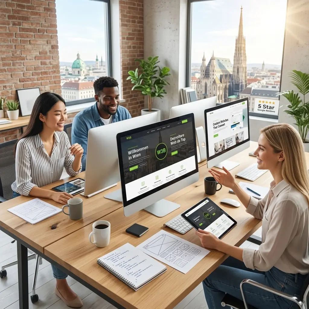 Abstrakte Illustration des W3B Webentwicklungsstudios in Wien